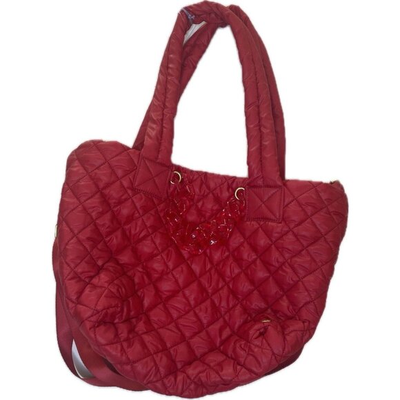 Jill & Ally Quilted Nylon Tote Bag Red NWT - Picture 3 of 10